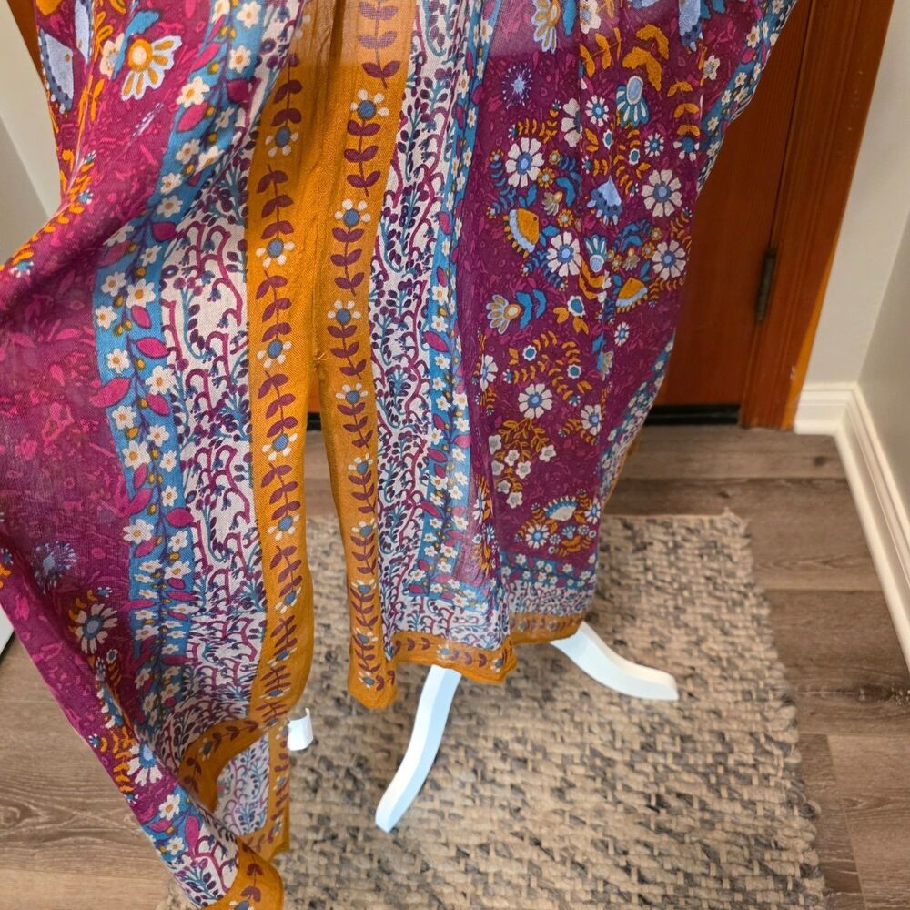 Natural Life Coverup Tunic Womens One Size OS Purple Floral Boho Duster Kimono - Picture 5 of 6